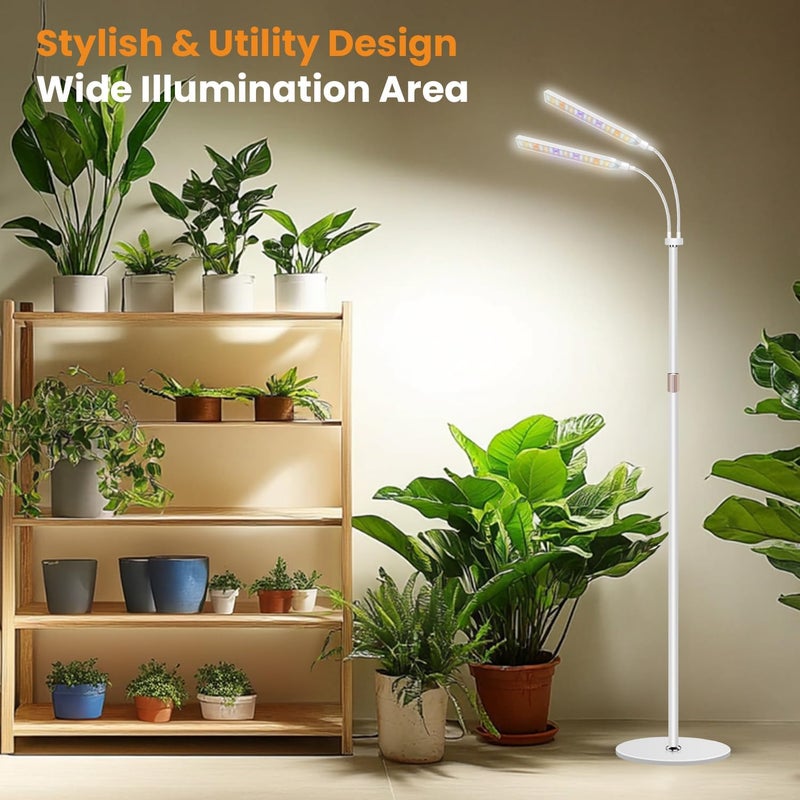 Kullsinss Grow Lights for Indoor Plants with Stand, 2-Heads Full Specturm Plant Grow Light with 4/8/12/16H Timer, 3 Color Modes, 360° Flexible Gooseneck, 24-68.7in Hight Adjustable Plant Growing Lamp - Image 2